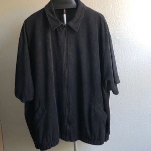 Black Majestic men’s full zip up short sleeve sweater shirt size 2X